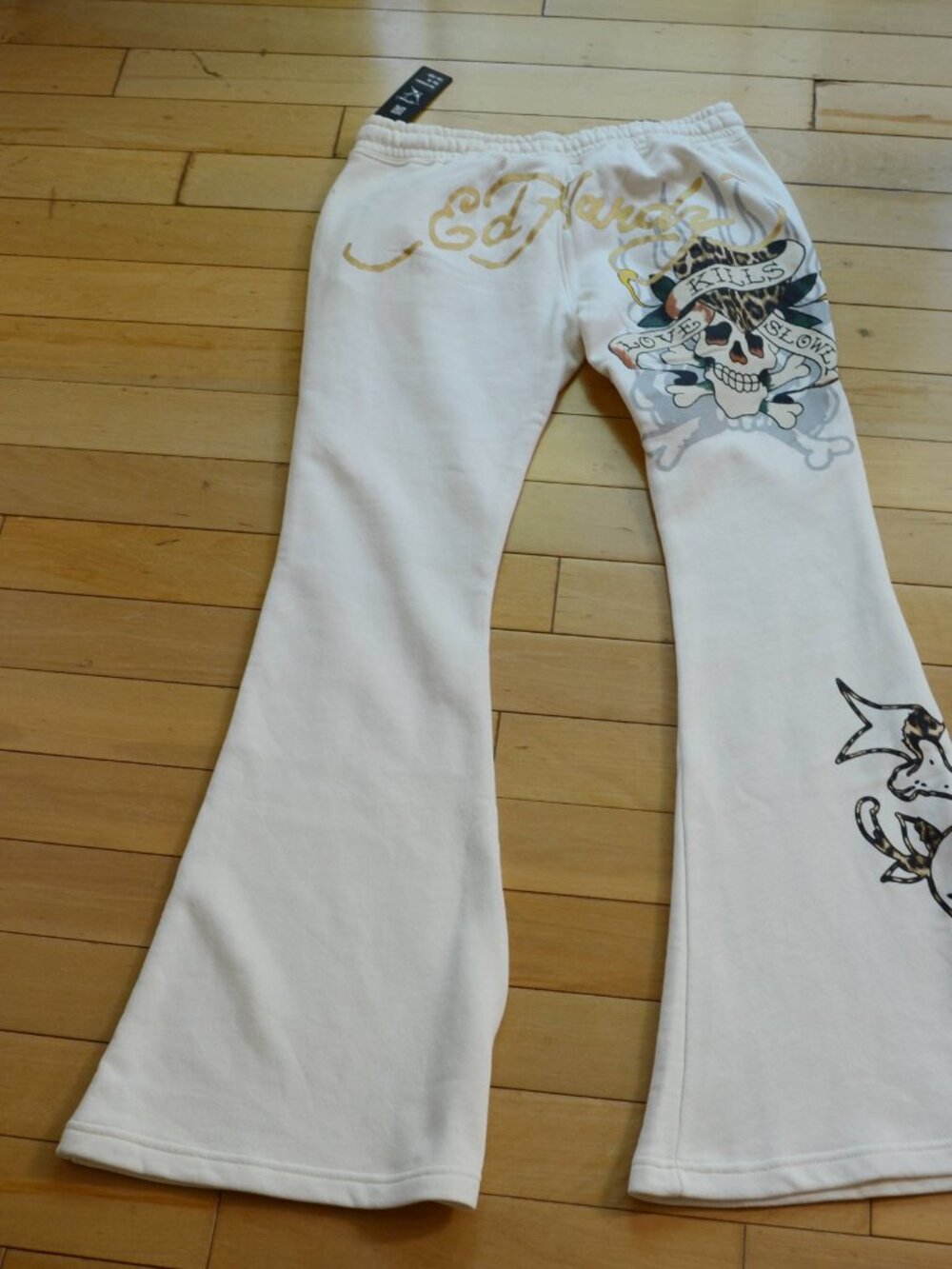 Ed Hardy "Love Kills Slowly" Bootcut Fleece Jogger Pants Size M NWT - Picture 9 of 13